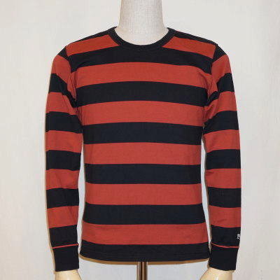BTL-08W-ブラックブラウン-ボーダーTシャツ長袖08-BTL08W-FLATHEAD-フラットヘッドTシャツの画像