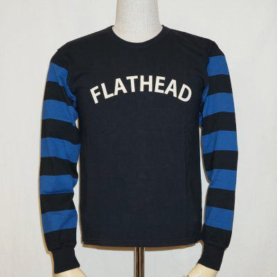 BTL-09W-ブラックブルー-ボーダーTシャツ長袖09-BTL09W-FLATHEAD-フラットヘッドTシャツの画像