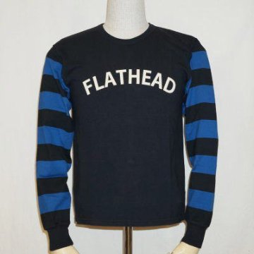 BTL-09W-ブラックブルー-ボーダーTシャツ長袖09-BTL09W-FLATHEAD-フラットヘッドTシャツの画像