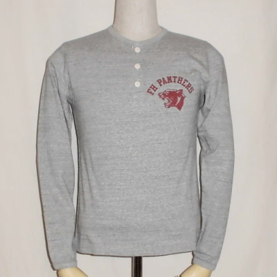 THE-02W-杢グレー-FH PANTHERS-THE02W-FLATHEAD-フラットヘッド長袖Tシャツ-FLATHEAD-フラットヘッドヘンリーネック長袖Tシャツの画像