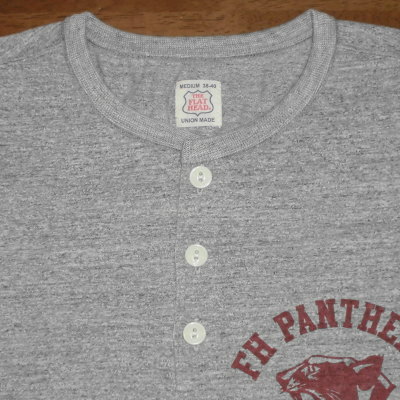 THE-02W-杢グレー-FH PANTHERS-THE02W-FLATHEAD-フラットヘッド長袖Tシャツ-FLATHEAD-フラットヘッドヘンリーネック長袖Tシャツの画像