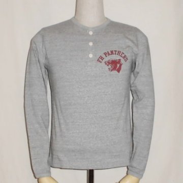 THE-02W-杢グレー-FH PANTHERS-THE02W-FLATHEAD-フラットヘッド長袖Tシャツ-FLATHEAD-フラットヘッドヘンリーネック長袖Tシャツの画像