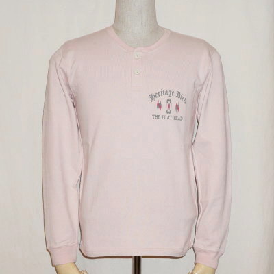 TMRL-01W-ピンク-HERITAGE BIRD-TMRL01W-FLATHEAD-フラットヘッドロンT・フラットヘッド長袖ヘンリーネックTシャツの画像