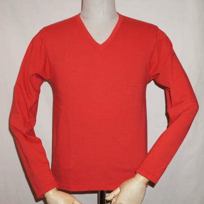 TVL-00W-レッド-Vネック長袖Tシャツ00W-TVL00W-FLATHEAD-フラットヘッド長袖Tシャツ-FLATHEAD-フラットヘッドVネック長袖Tシャツの画像