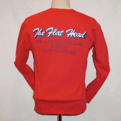 TVL-01W-レッド-Vネック長袖Tシャツ01W-TVL01W-FLATHEAD-フラットヘッド長袖Tシャツ-FLATHEAD-フラットヘッドVネック長袖Tシャツの画像
