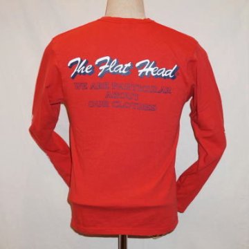 TVL-01W-レッド-Vネック長袖Tシャツ01W-TVL01W-FLATHEAD-フラットヘッド長袖Tシャツ-FLATHEAD-フラットヘッドVネック長袖Tシャツの画像