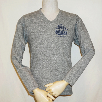 TVL-02W-杢グレー-Vネック長袖Tシャツ02W-TVL02W-FLATHEAD-フラットヘッド長袖Tシャツ-FLATHEAD-フラットヘッドVネック長袖Tシャツの画像