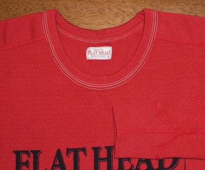 THLD-002-ダークレッド-FLAT HEAD-THLD002-FLATHEAD-フラットヘッドサーマルTシャツ-ショルダーパッドサーマルの画像