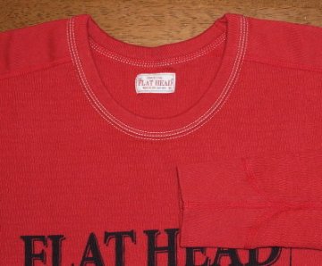 THLD-002-ダークレッド-FLAT HEAD-THLD002-FLATHEAD-フラットヘッドサーマルTシャツ-ショルダーパッドサーマルの画像