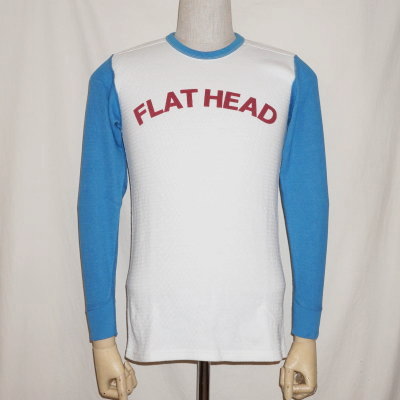 THLD-005-ホワイトブルー-TWO TONE THERMAL-FLAT HEAD-THLD005-FLATHEAD-フラットヘッドサーマルTシャツ-ショルダーパッドサーマルの画像