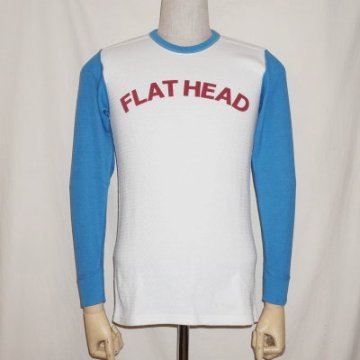 THLD-005-ホワイトブルー-TWO TONE THERMAL-FLAT HEAD-THLD005-FLATHEAD-フラットヘッドサーマルTシャツ-ショルダーパッドサーマルの画像