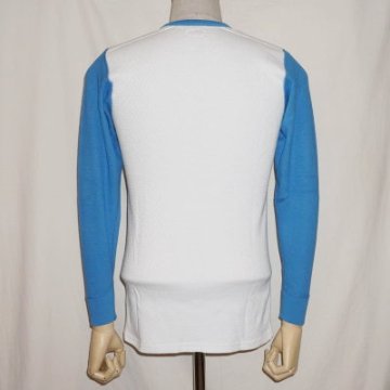 THLD-005-ホワイトブルー-TWO TONE THERMAL-FLAT HEAD-THLD005-FLATHEAD-フラットヘッドサーマルTシャツ-ショルダーパッドサーマルの画像