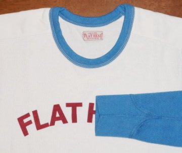 THLD-005-ホワイトブルー-TWO TONE THERMAL-FLAT HEAD-THLD005-FLATHEAD-フラットヘッドサーマルTシャツ-ショルダーパッドサーマルの画像