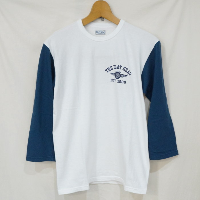 FN-TLTB-001-WHxNV-ベースボールTシャツ001-FNTLTB001-七分袖Tシャツの画像