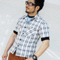CO-31HW-ブラック-ネイティブチェックワークシャツ31半袖-CO31HW-FLATHEAD-フラットヘッドシャツの画像