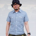 CO-32HW-インディゴ-ギンガムワークシャツ32半袖-CO32HW-FLATHEAD-フラットヘッドシャツの画像