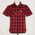F-SCO-001S-ブラックレッド-ブロックチェックシャツ001半袖-FSCO001S-FLATHEAD-フラットヘッドワークシャツ-チェックシャツの画像
