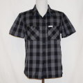 F-SCO-001S-ブラックグレー-ブロックチェックシャツ001半袖-FSCO001S-FLATHEAD-フラットヘッドワークシャツ-チェックシャツの画像
