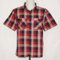 F-SCS-201S-レッドネイビー-ブロックチェックシャツ201S半袖-FSCS201S-FLATHEAD-フラットヘッドワークシャツ-チェックシャツ-格子柄の画像