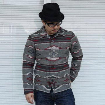BKJ-03-グレー-ネイティブブランケットジャケット03-BKJ03-FLATHEAD-フラットヘッドジャケット-アウターの画像