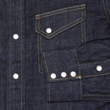 7001WR-40sデニムウエスタン長袖レギュラーサイズ-FLATHEAD-フラットヘッドデニムシャツの画像