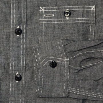 7116W-ブラック-シャンブレーワークシャツ長袖7116-FLATHEAD-フラットヘッドワークシャツ-GLORYPARK-グローリーパークシャツの画像