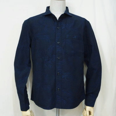 CL-SH013-NV-ハイビスカスワイドスプレッドカラーシャツ013-CLSH013-FLATHEAD-フラットヘッドシャツ-Club Label-クラブレーベルシャツ-シャツ長袖の画像