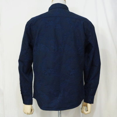 CL-SH013-NV-ハイビスカスワイドスプレッドカラーシャツ013-CLSH013-FLATHEAD-フラットヘッドシャツ-Club Label-クラブレーベルシャツ-シャツ長袖の画像