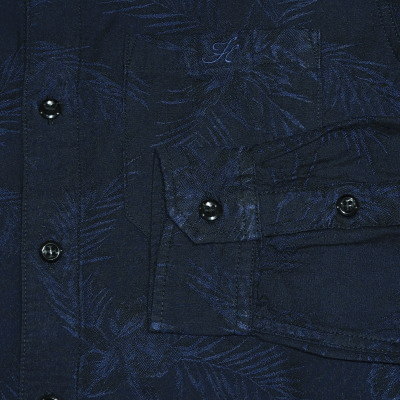 CL-SH013-NV-ハイビスカスワイドスプレッドカラーシャツ013-CLSH013-FLATHEAD-フラットヘッドシャツ-Club Label-クラブレーベルシャツ-シャツ長袖の画像