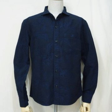 CL-SH013-NV-ハイビスカスワイドスプレッドカラーシャツ013-CLSH013-FLATHEAD-フラットヘッドシャツ-Club Label-クラブレーベルシャツ-シャツ長袖の画像