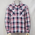 F-SCW-201L-ネイビーピンク-ブロックチェックウエスタンシャツ201L長袖-FSCW201L-FLATHEAD-フラットヘッドウエスタンシャツ-チェックシャツ-シャツ長袖-格子柄の画像