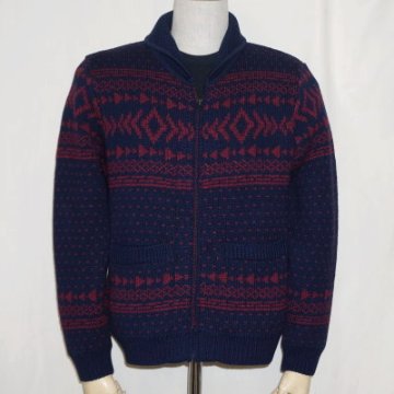 F-NWC-102-NV-ウールカーディガン-GEOMETRY A-FNWC102-FLATHEAD-フラットヘッドカーディガン-WOOL CARDIGANの画像