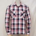 F-SCS-201L-ネイビーピンク-ブロックチェックシャツ201L長袖-FSCS201L-FLATHEAD-フラットヘッドワークシャツ-チェックシャツ-シャツ長袖-格子柄の画像