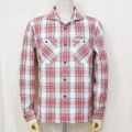 F-SCS-202L-ホワイトライトレッド-シアサッカーチェックシャツ202L長袖-FSCS202L-FLATHEAD-フラットヘッドワークシャツ-チェックシャツ-シャツ長袖-格子柄の画像