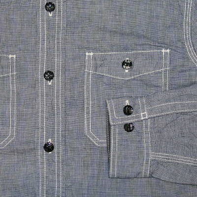 CO-06W-インディゴ-ピンチェックワークシャツ06長袖-CO06W-FLATHEAD-フラットヘッドシャツの画像