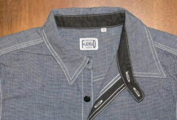 CO-06W-インディゴ-ピンチェックワークシャツ06長袖-CO06W-FLATHEAD-フラットヘッドシャツの画像