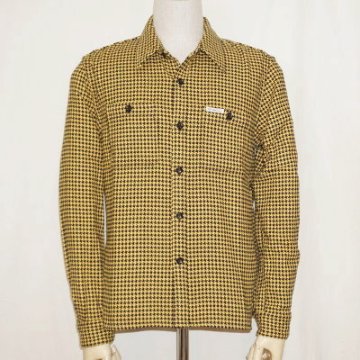 F-SNO-102L-ブラックイエロー-千鳥柄ネルシャツ102L-FSNO102L-FLATHEAD-フラットヘッドシャツ-HOUNDS TOOTH NEL SHIRT-ワークシャツの画像