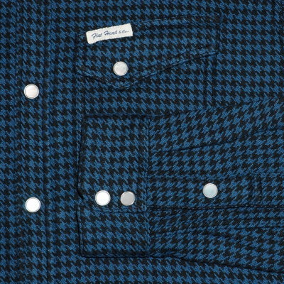 F-SNW-102L-ブラックブルー-千鳥柄ウエスタンシャツ102L-FSNW102L-FLATHEAD-フラットヘッドシャツ-HOUNDS TOOTH WESTERN SHIRTの画像
