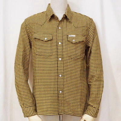 F-SNW-102L-ブラックイエロー-千鳥柄ウエスタンシャツ102L-FSNW102L-FLATHEAD-フラットヘッドシャツ-HOUNDS TOOTH WESTERN SHIRTの画像