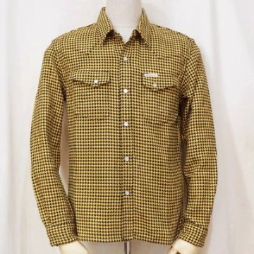 F-SNW-102L-ブラックイエロー-千鳥柄ウエスタンシャツ102L-FSNW102L-FLATHEAD-フラットヘッドシャツ-HOUNDS TOOTH WESTERN SHIRTの画像