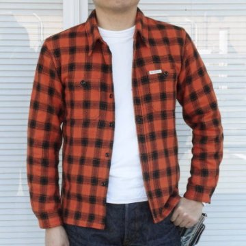HN-64W-オレンジ-ヘビーネルシャツ64-HN64W-FLATHEAD-フラットヘッドシャツ-ワークシャツの画像