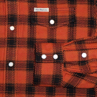 HNW-64W-オレンジ-ヘビーネルウエスタンシャツ64-HNW64W-FLATHEAD-フラットヘッドシャツの画像