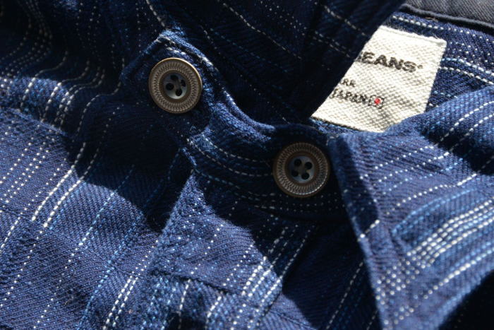 SSS21-IK-藍シマ-藍市松絣ワークシャツ21-IK-SSS21IK-SAMURAIJEANS-サムライジーンズシャツ-長袖シャツの画像