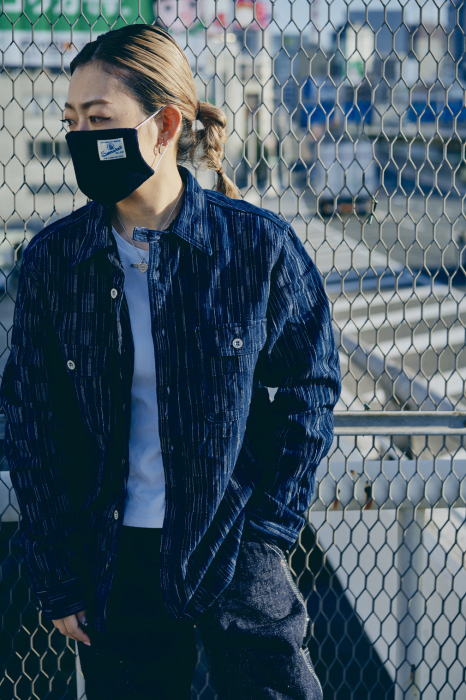 SSS21-IK-藍シマ-藍市松絣ワークシャツ21-IK-SSS21IK-SAMURAIJEANS-サムライジーンズシャツ-長袖シャツの画像