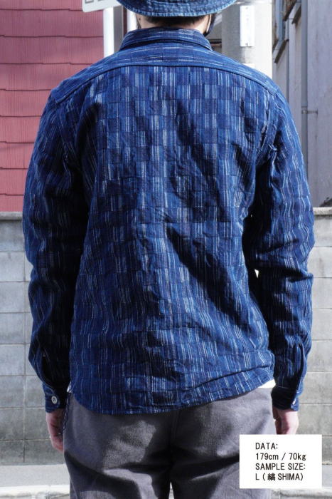 SSS21-IK-藍シマ-藍市松絣ワークシャツ21-IK-SSS21IK-SAMURAIJEANS-サムライジーンズシャツ-長袖シャツの画像