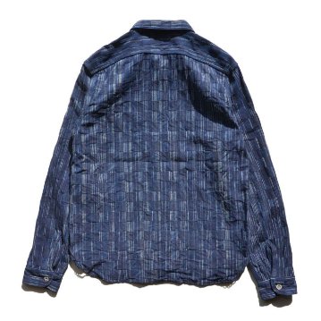 SSS21-IK-藍シマ-藍市松絣ワークシャツ21-IK-SSS21IK-SAMURAIJEANS-サムライジーンズシャツ-長袖シャツの画像