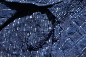 SSS21-IK-藍シマ-藍市松絣ワークシャツ21-IK-SSS21IK-SAMURAIJEANS-サムライジーンズシャツ-長袖シャツの画像