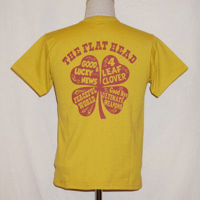 TNS-03W-マスタード-4 LEAF CLOVER-TNS03W-FLATHEAD-フラットヘッドTシャツ-BLACKMINT-ブラックミントTシャツの画像