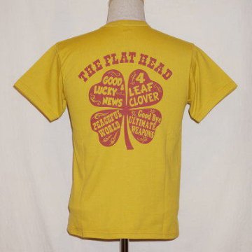 TNS-03W-マスタード-4 LEAF CLOVER-TNS03W-FLATHEAD-フラットヘッドTシャツ-BLACKMINT-ブラックミントTシャツの画像