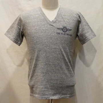 TVT-03W-杢グレー-VネックTシャツ03W-TVT03W-FLATHEAD-フラットヘッドTシャツの画像